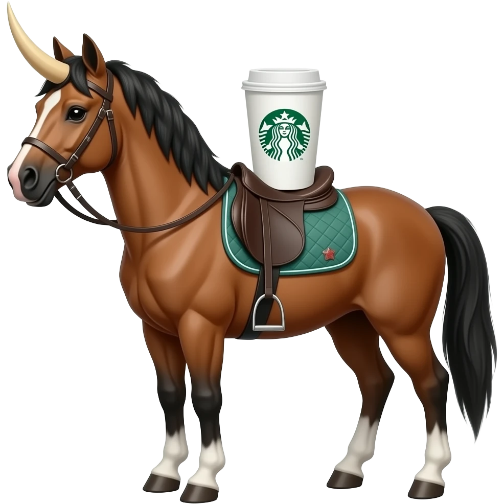 Horned horse  with Starbucks emoji