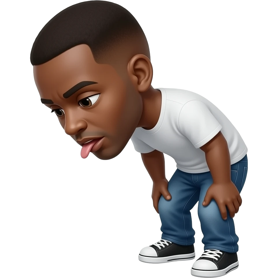 homme noir debout, se tient droit, crache par terre emoji