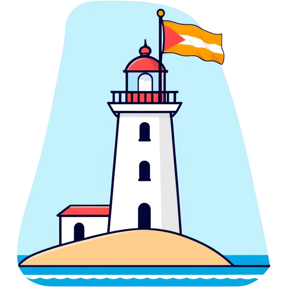 flag of Goa, India - blue background with outline of white lighthouse  emoji