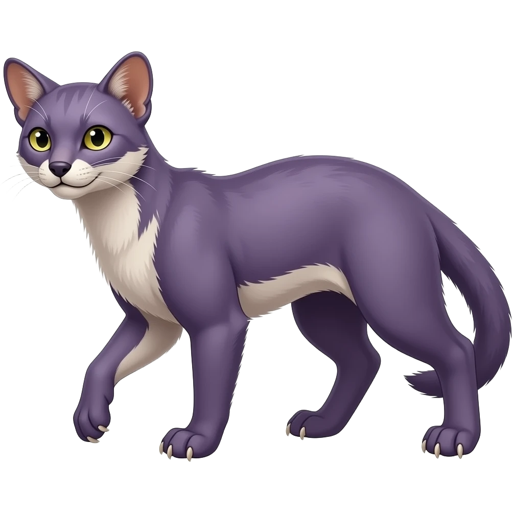 Purple genet-Fossa-civet-Feli-mustelid-creature-hybrid, full body emoji