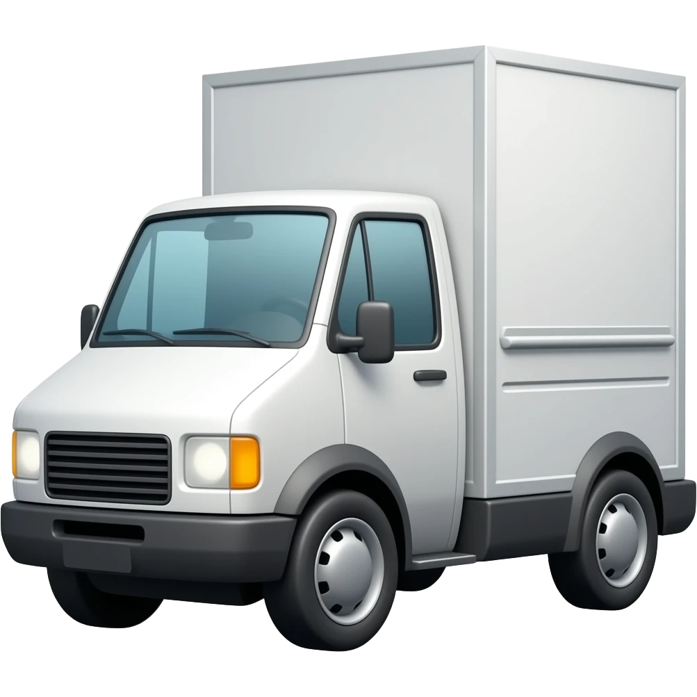 delivery design white square with 4 wheels on the and a black lid emoji