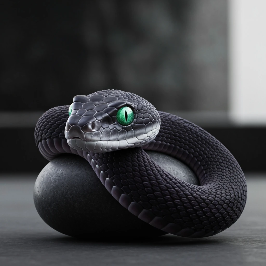 goth snake, cute, expressive, minimal emoji