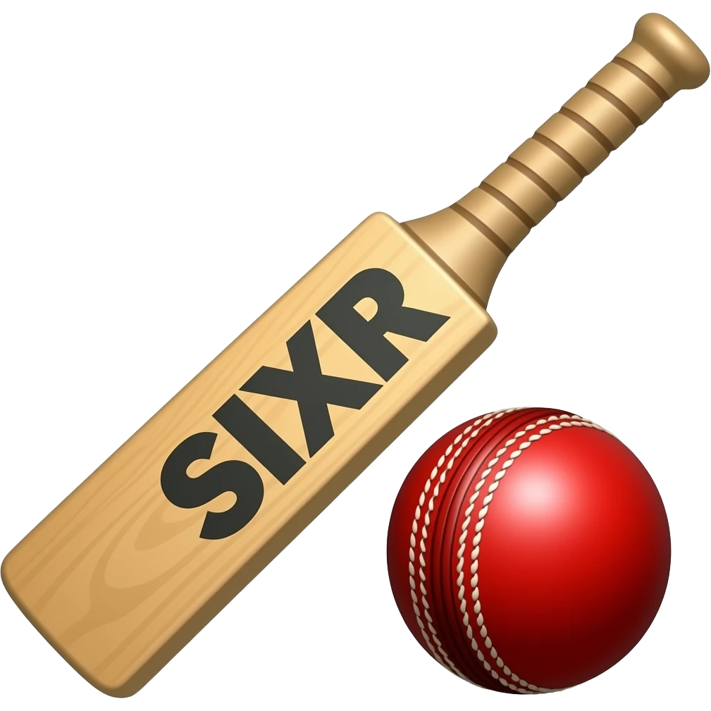Make a cricket bat emoji where in middle it should be written as SIXR and a ball next to the name emoji