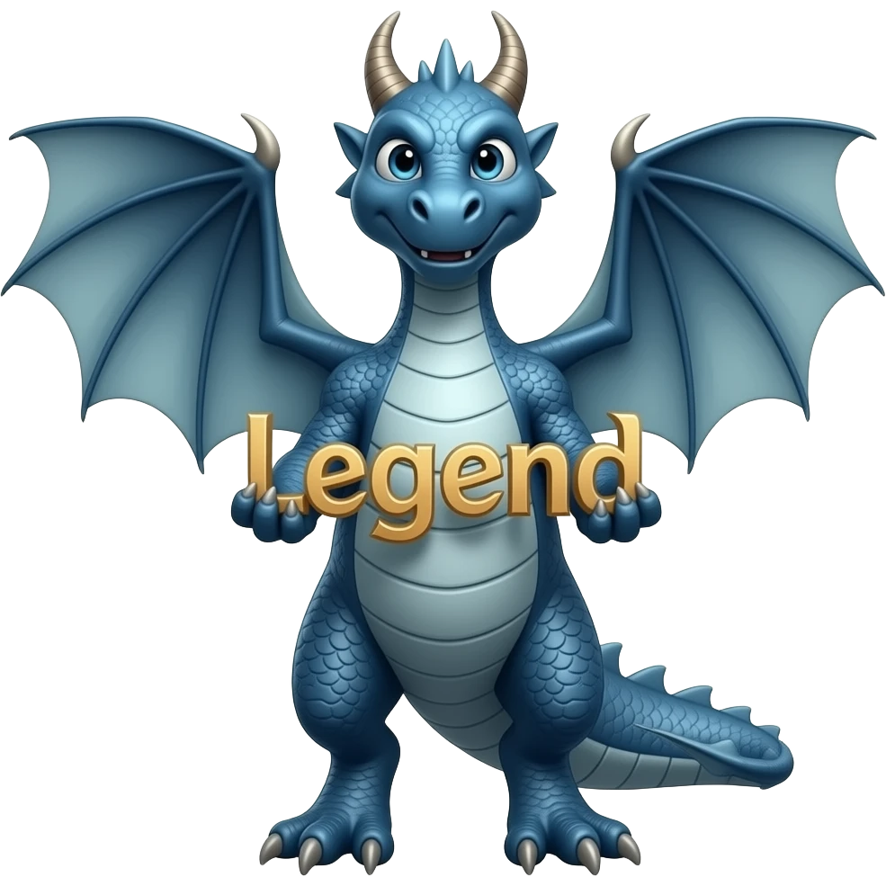 Blue dragon holding LegenD emoji