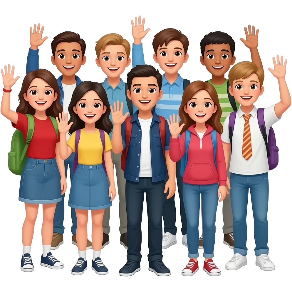 genera emoji de estudiantes de secundaria diciendo adiós 👋 emoji