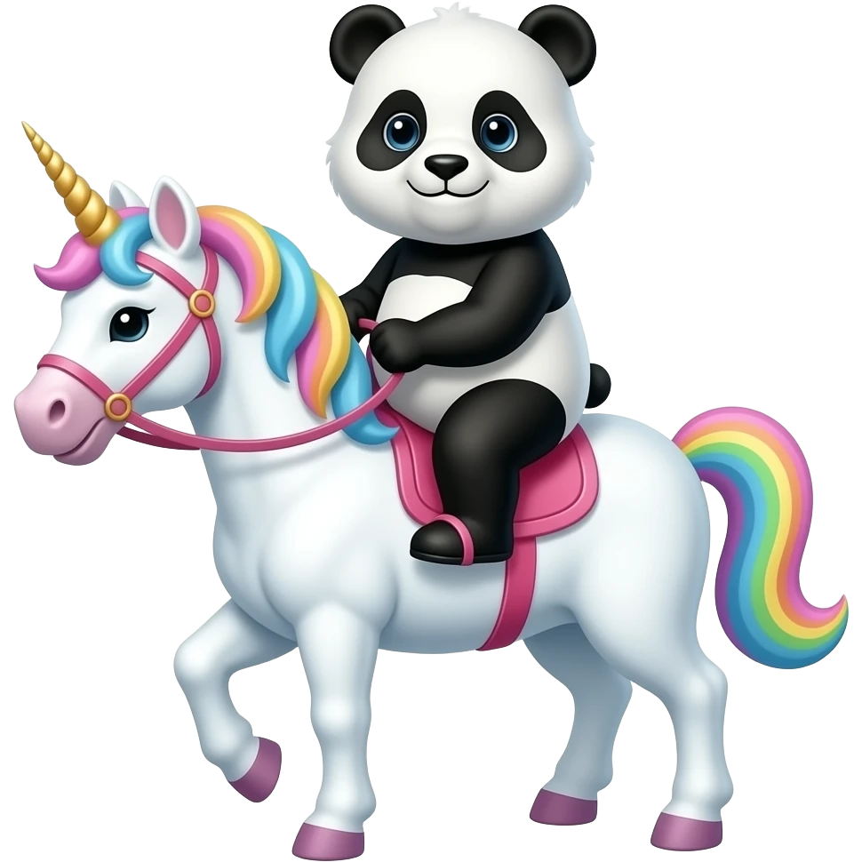 Panda riding unicorn emoji