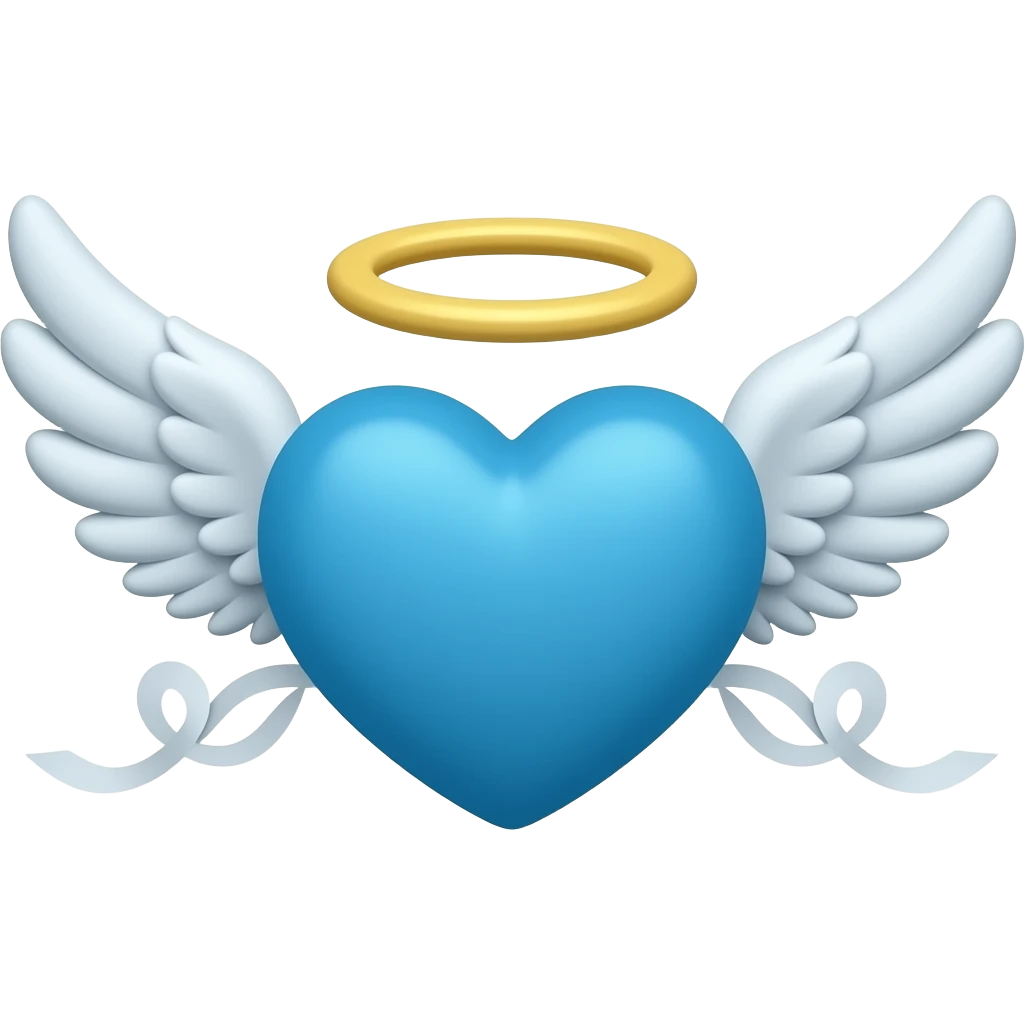 Aile ange coeur bleu emoji