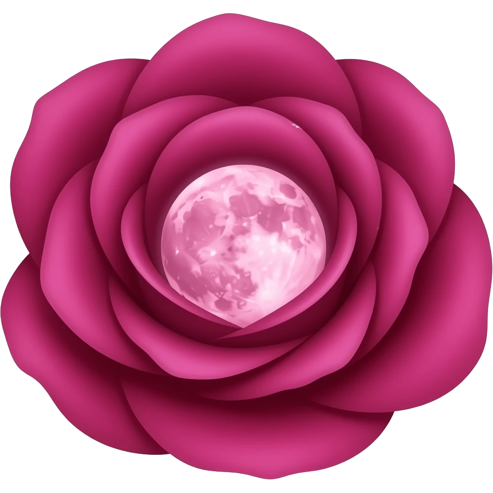 dark pink rose with a pink fullmoon inside emoji