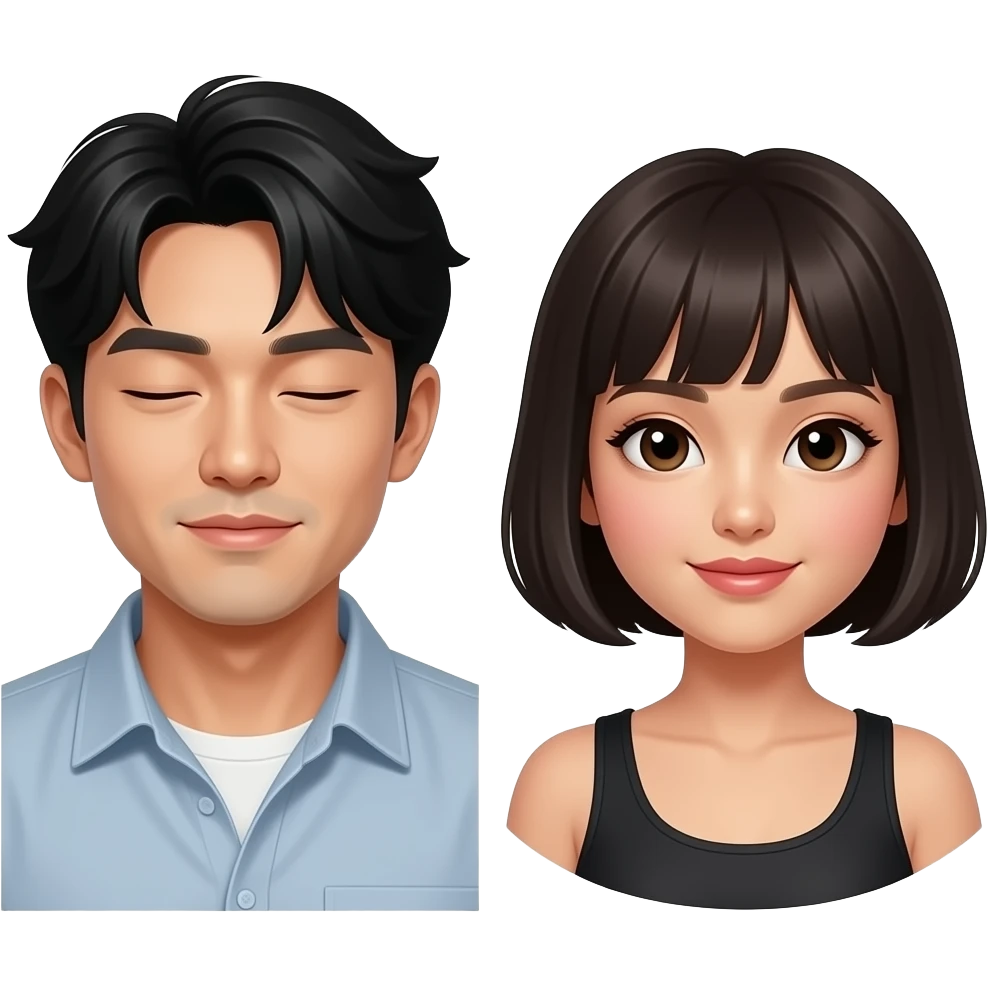 hot korean man with bangs sleeping with a hot Filipina with short hair and bangs emoji