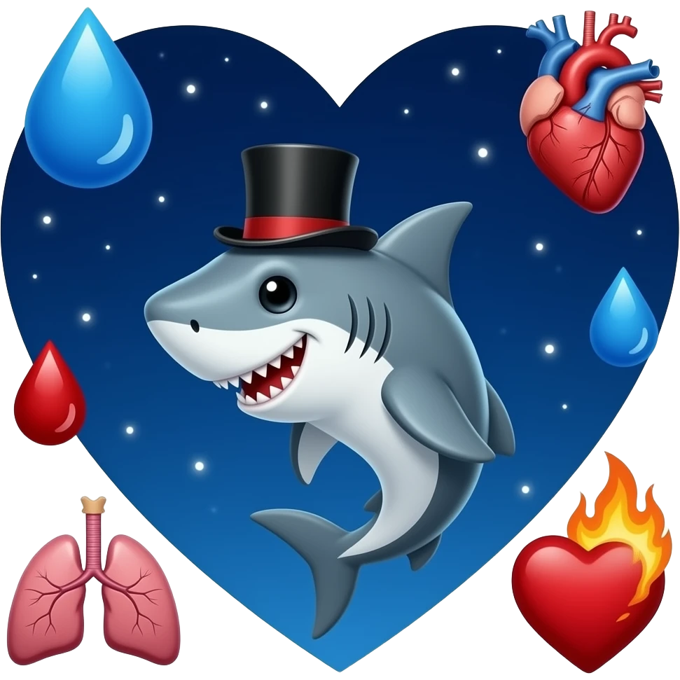 🦈🎩🩵🩸🫀🫁❤️‍🔥 спокойно ночи emoji