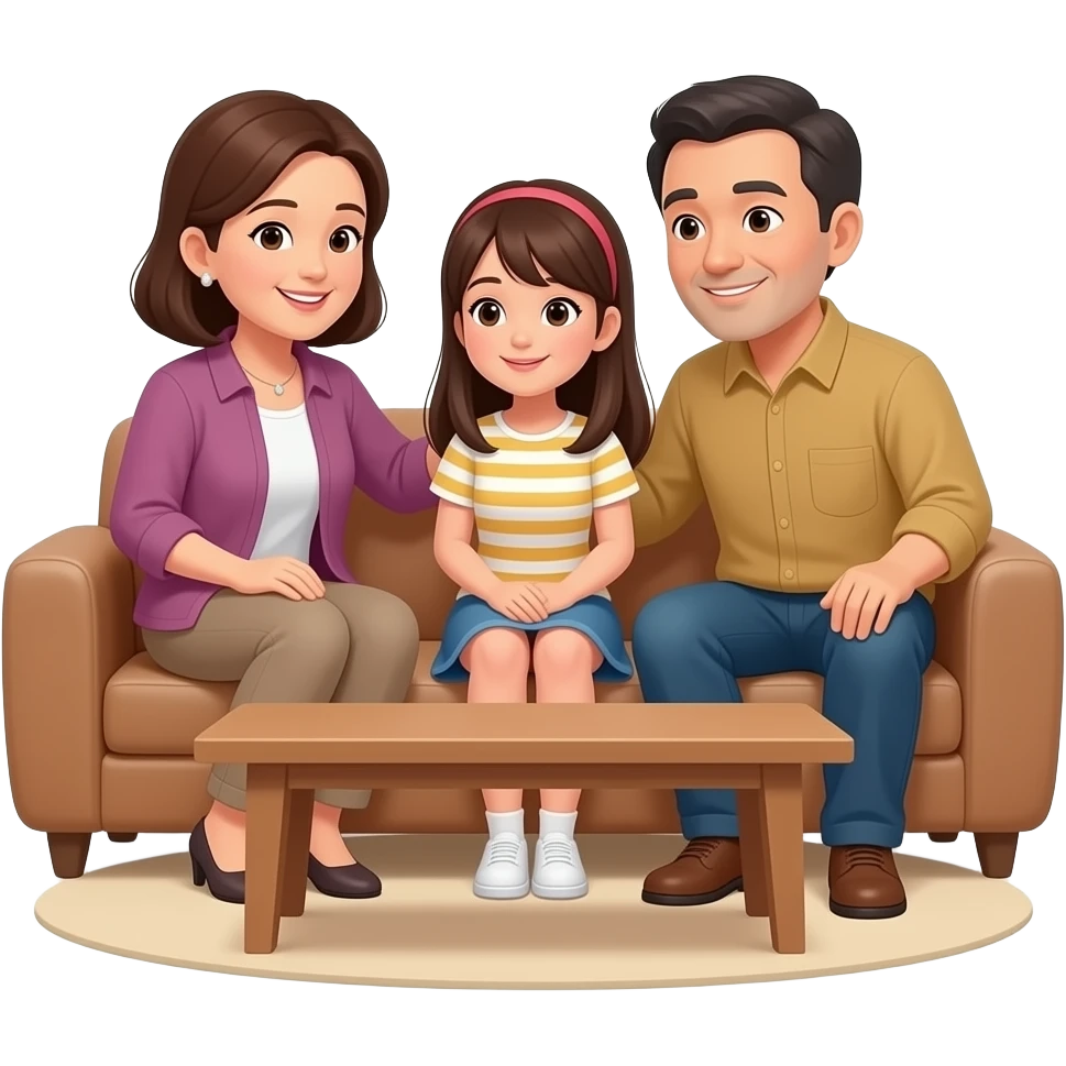 Parents talking to their teenage daughter inside their home emoji