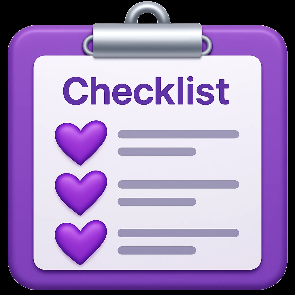 checklist purple heart emoji  emoji