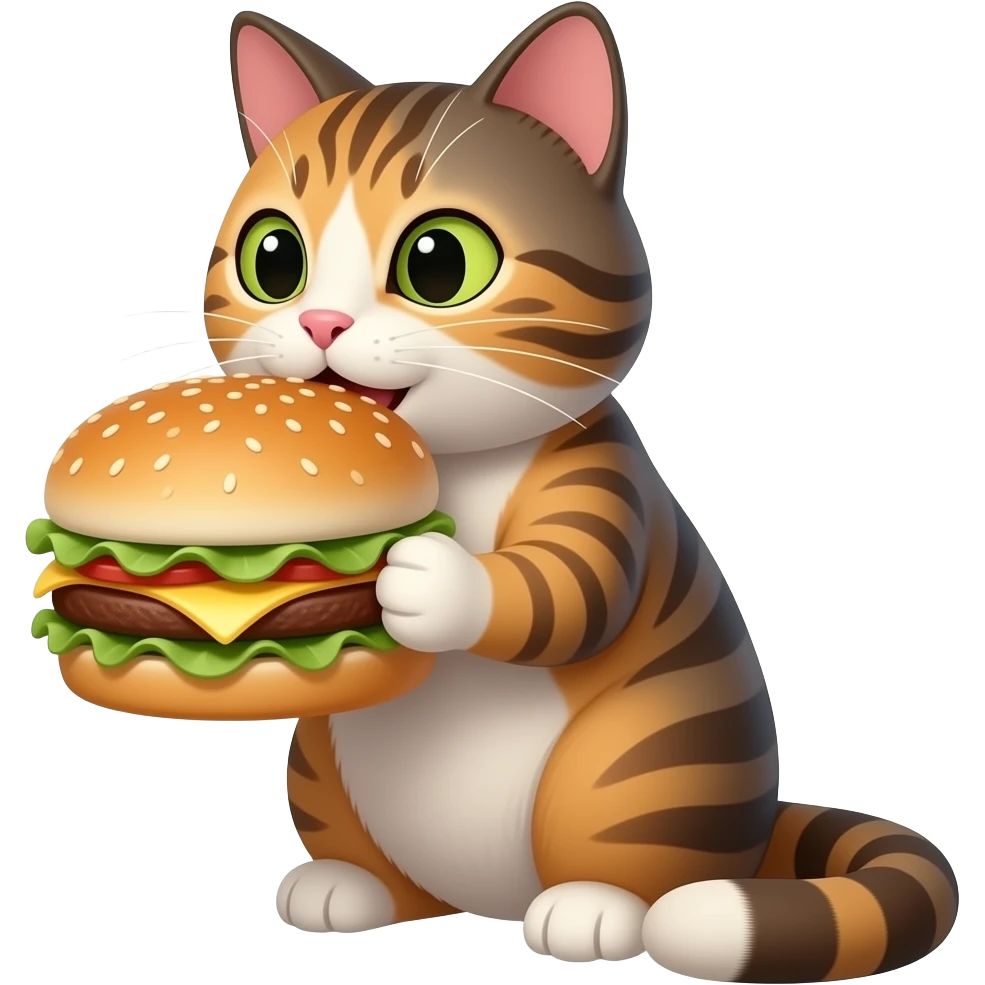 Chat qui mange un hamburger emoji