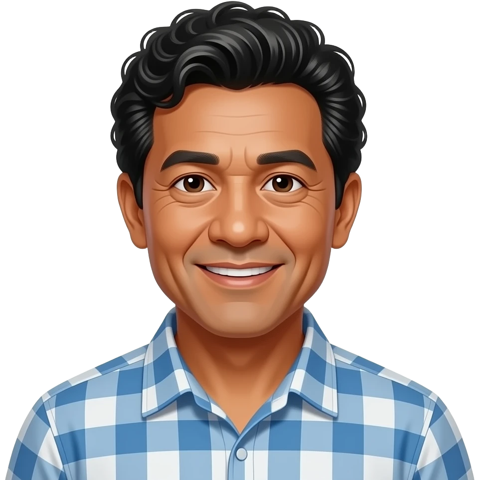 Picture of a 60 year old Pacific Islander man with curly hair emoji