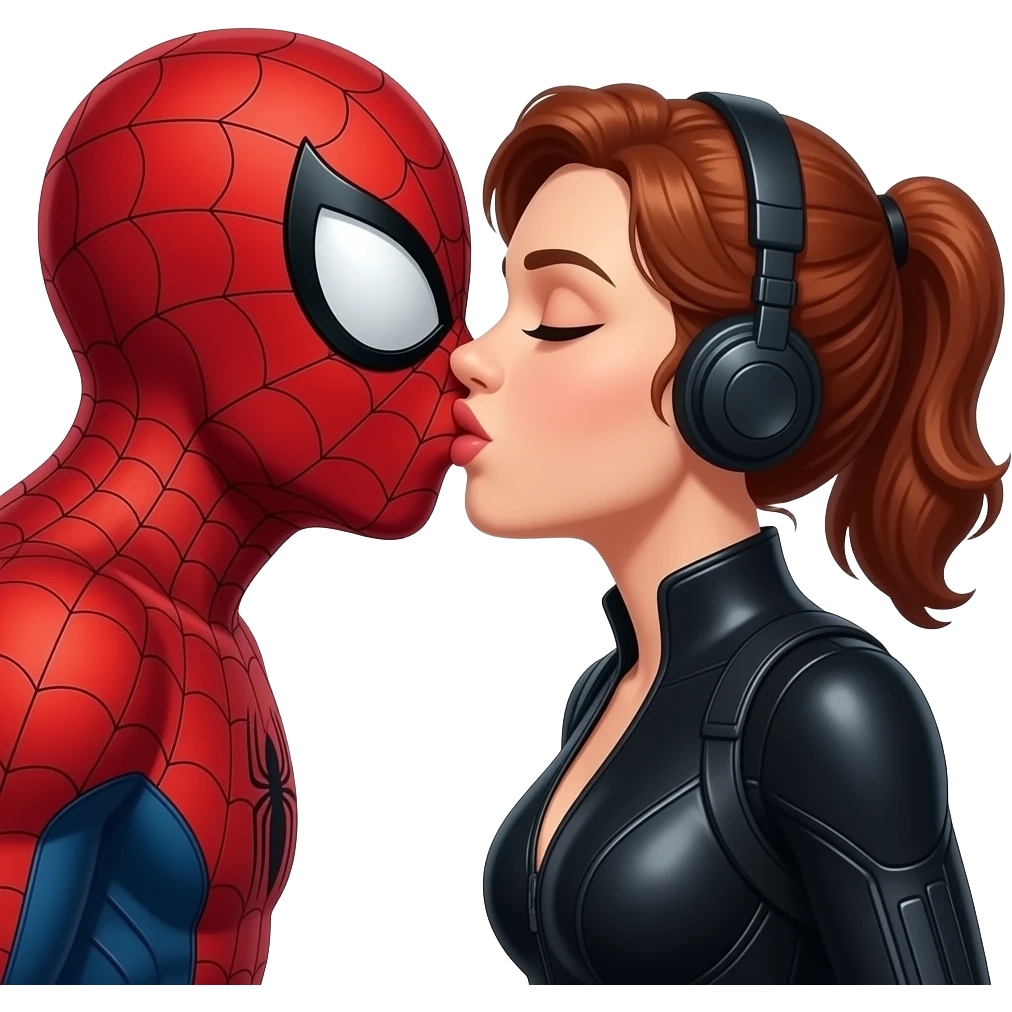 Spider man and viuva negra   kiss kiss creepy emoji