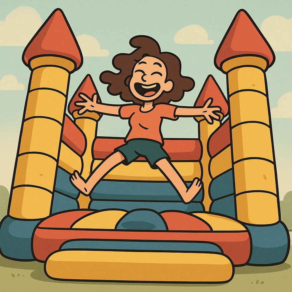bouncy castle, vibrant, soft edges, cheerful, minimal details, no text emoji