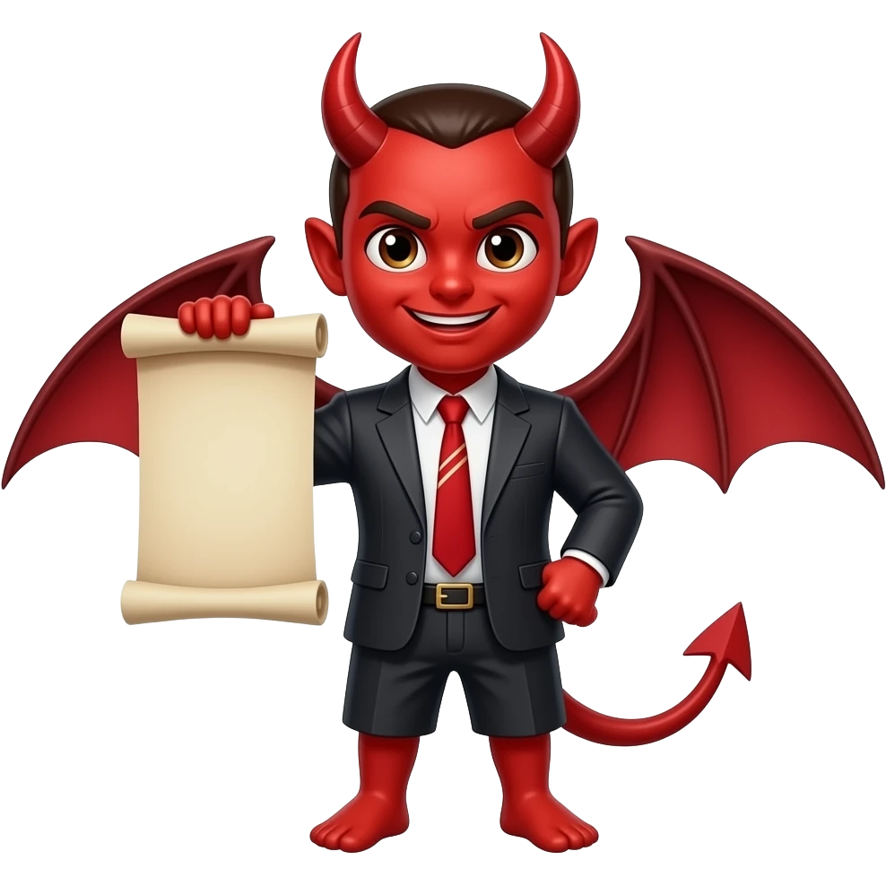 Devil holding scroll sign emoji