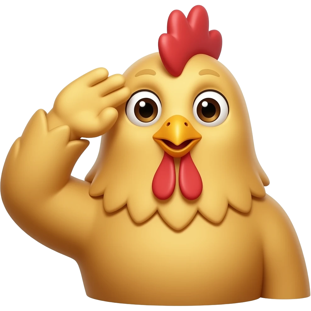 golden chicken head saluting emoji
