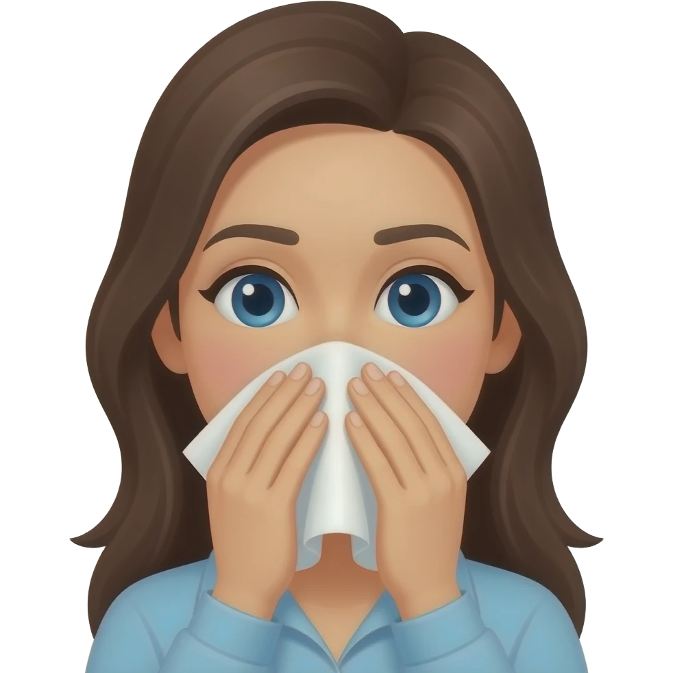 female nose blowing emoji