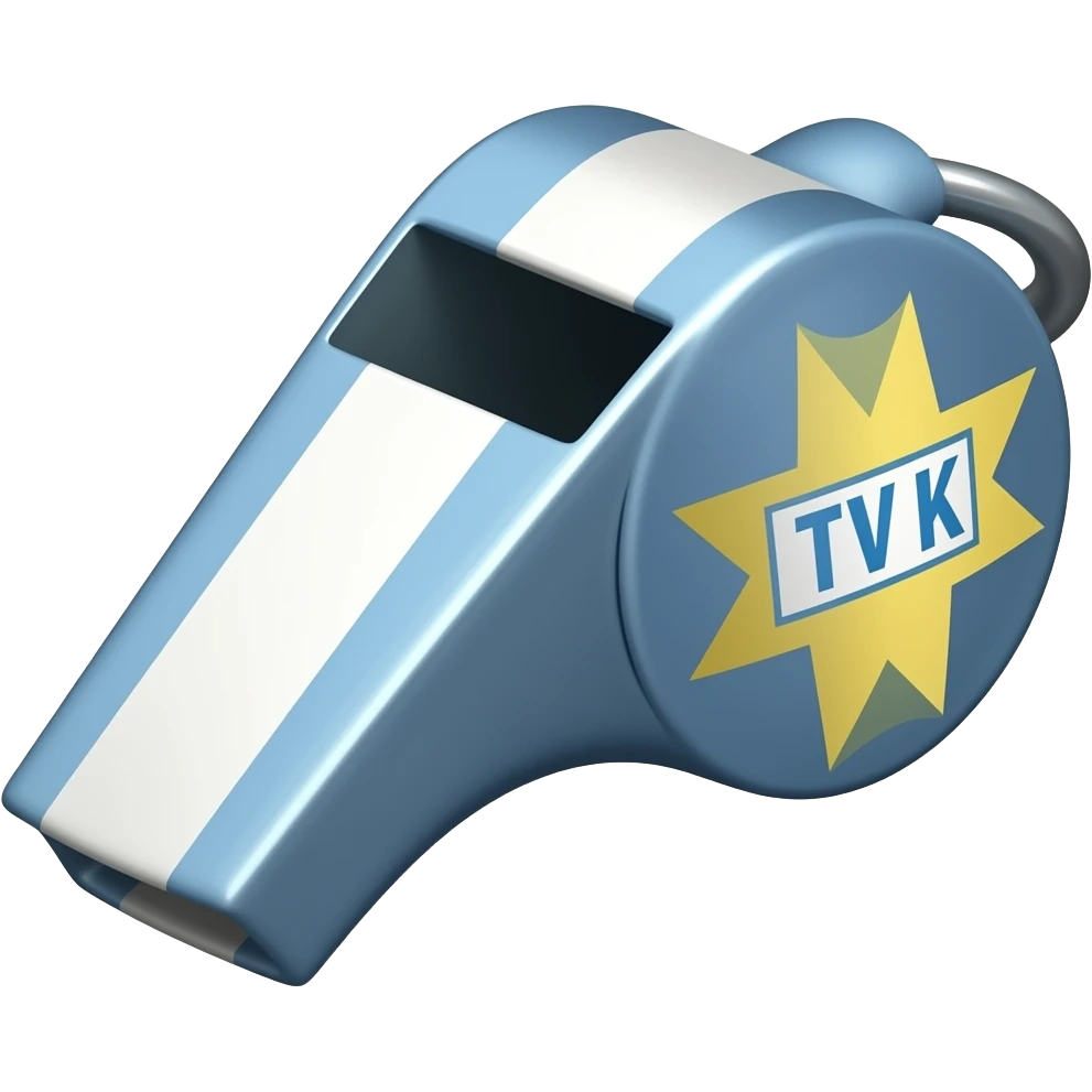 Whistle emoji painted with tvk flag emoji
