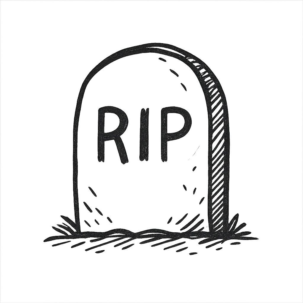 cartoon headstone, simple lines, light gray color emoji