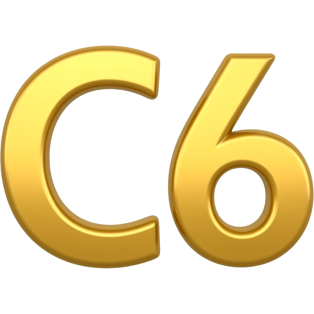 C 6 number letter yellow golden colour emoji