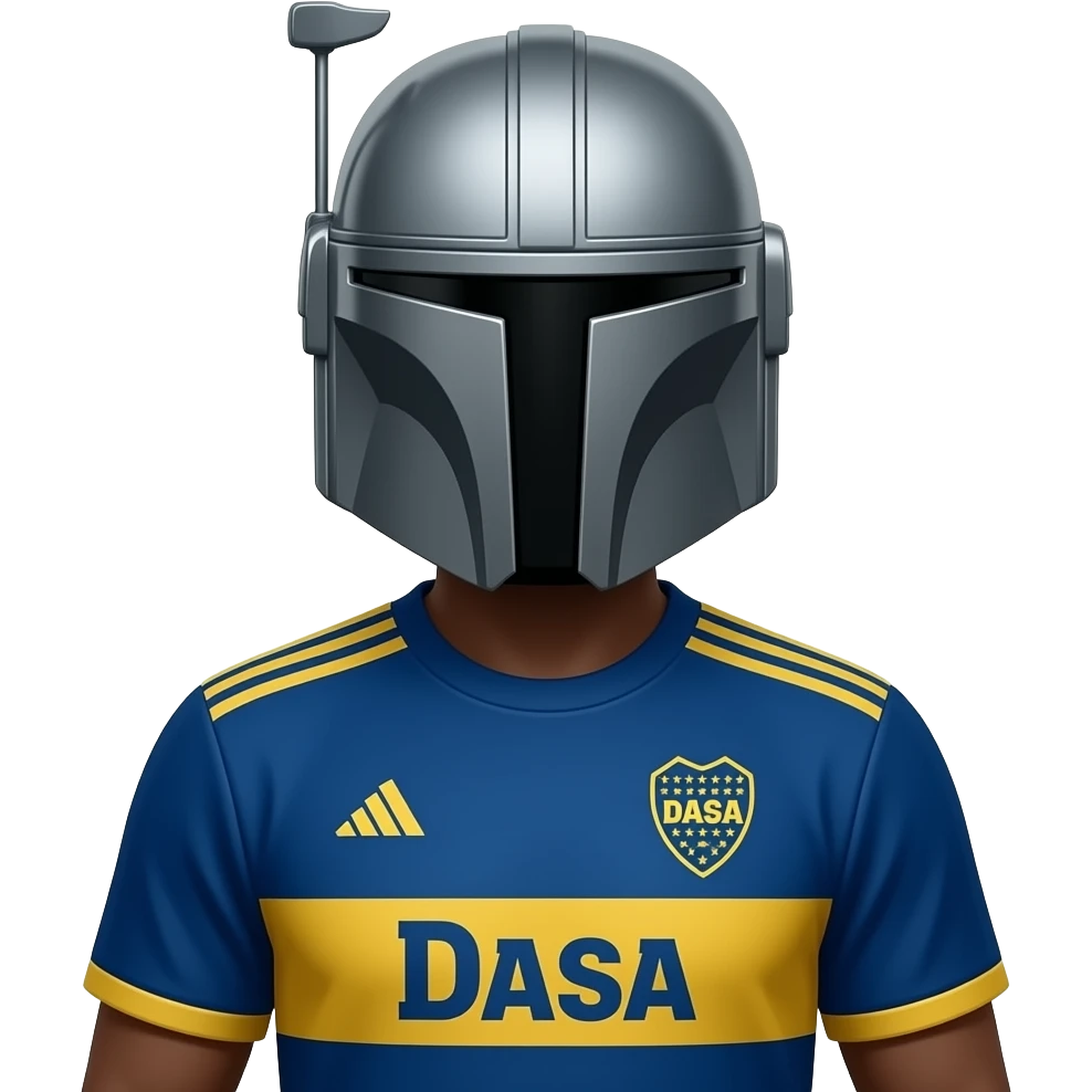 Mandalorian with the boca junior soccer team t shirt (a club from Argentina). With the latest t shirt please emoji