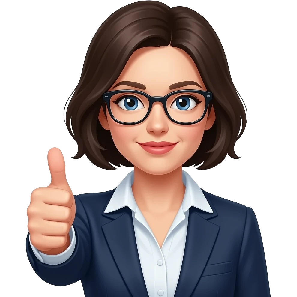 русская молодая девушка умная в очках показывает палец вверх emoji