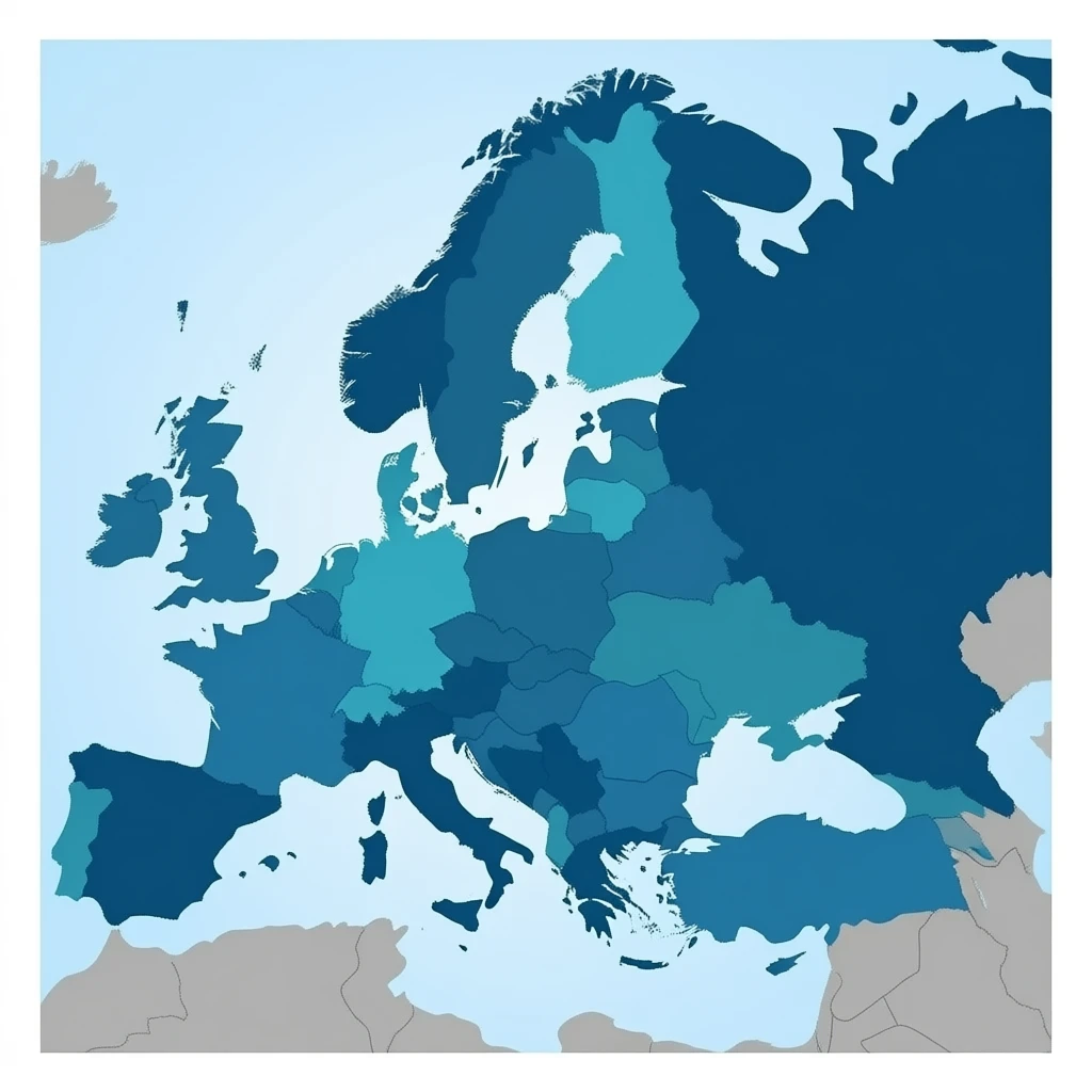 Map Eurasia, professional look, use colors Dark blue, Deep blue, Sky blue, Sea turquoise, Sky white, Coastal grey emoji