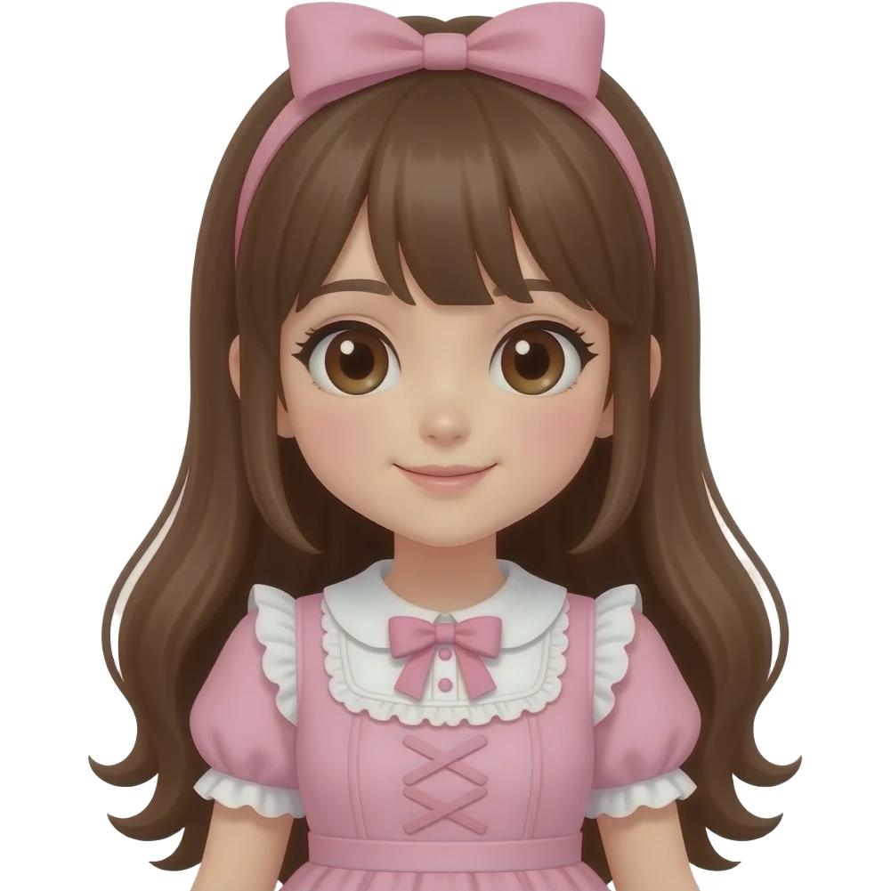 sweet lolita brown hair brown eyes light pink dress emoji