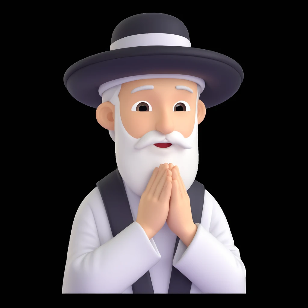 orthodox jewish man, praying, tallit, hat emoji