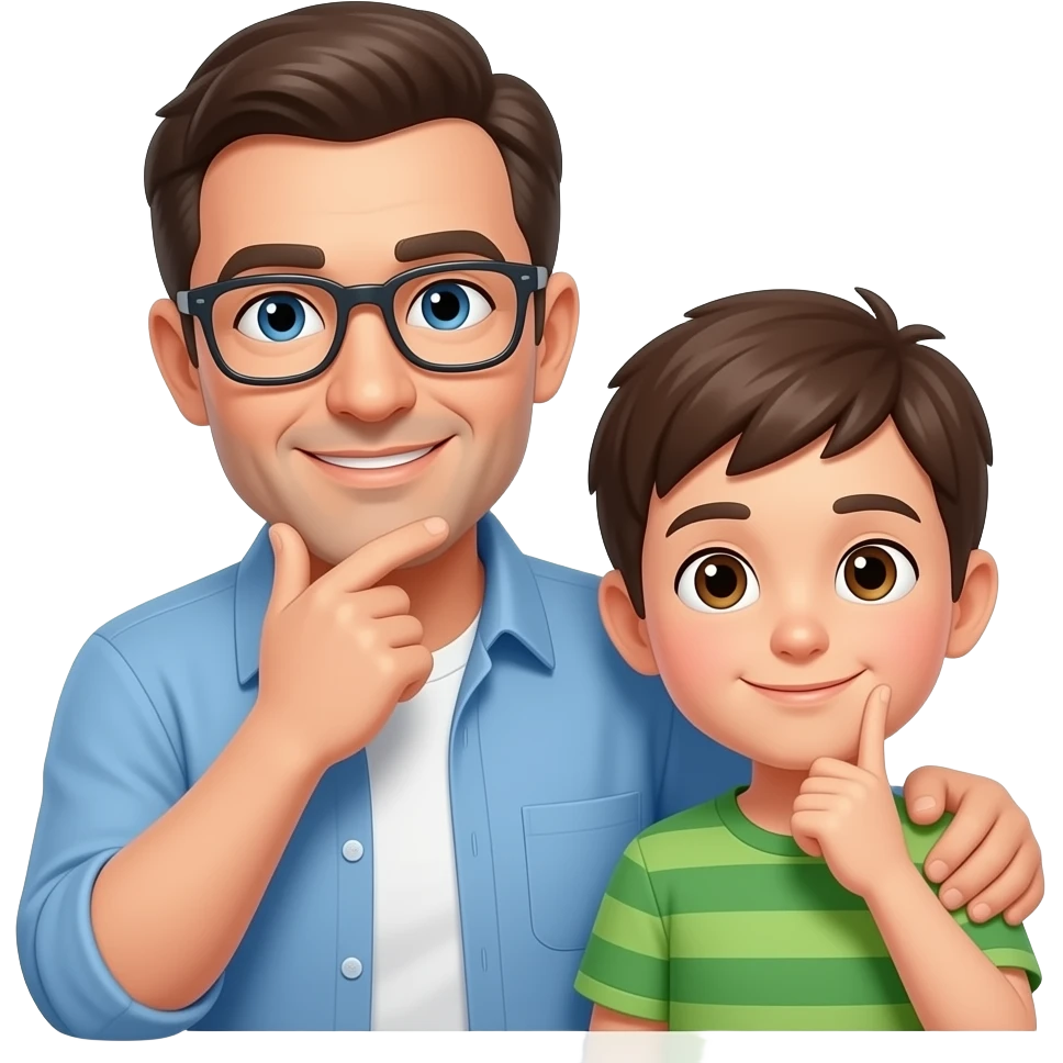 dad and  son thinking emoji