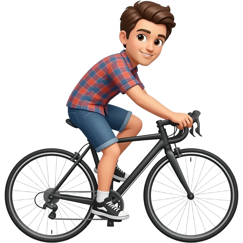 Brown hair guy with a bike emoji