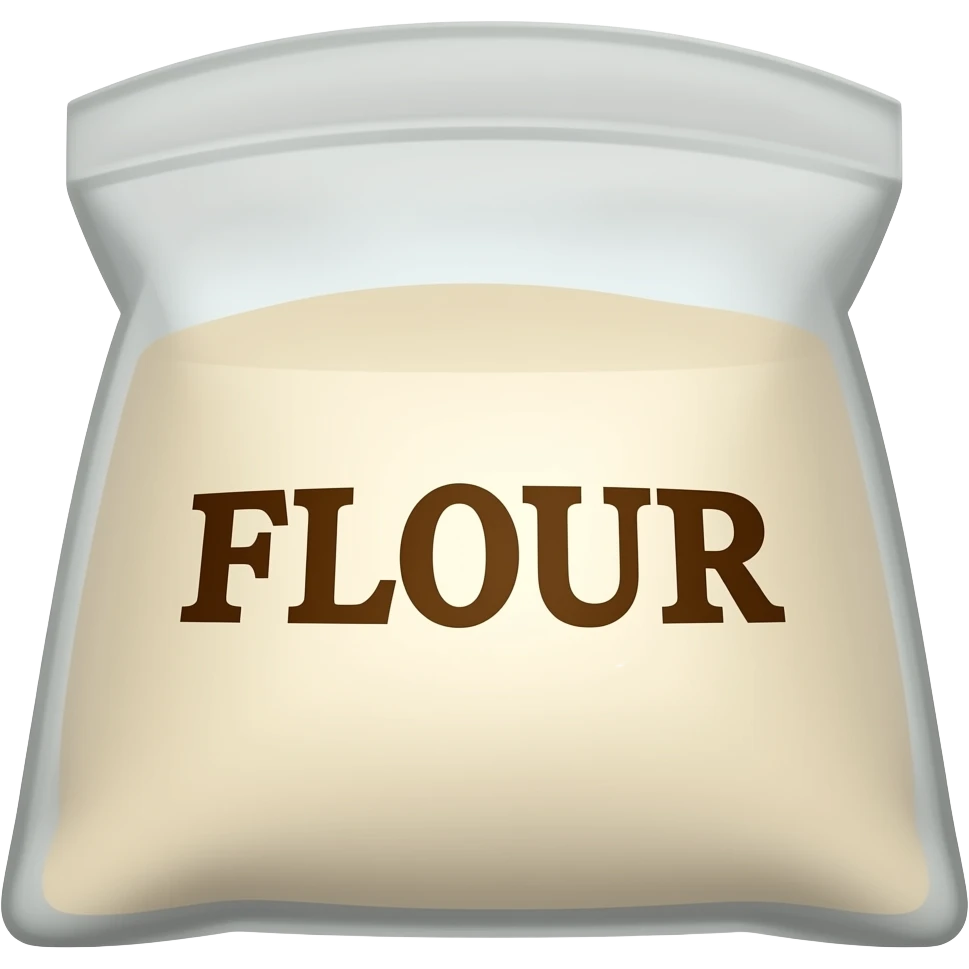 Flour in bag with FLOUR written on it emoji
