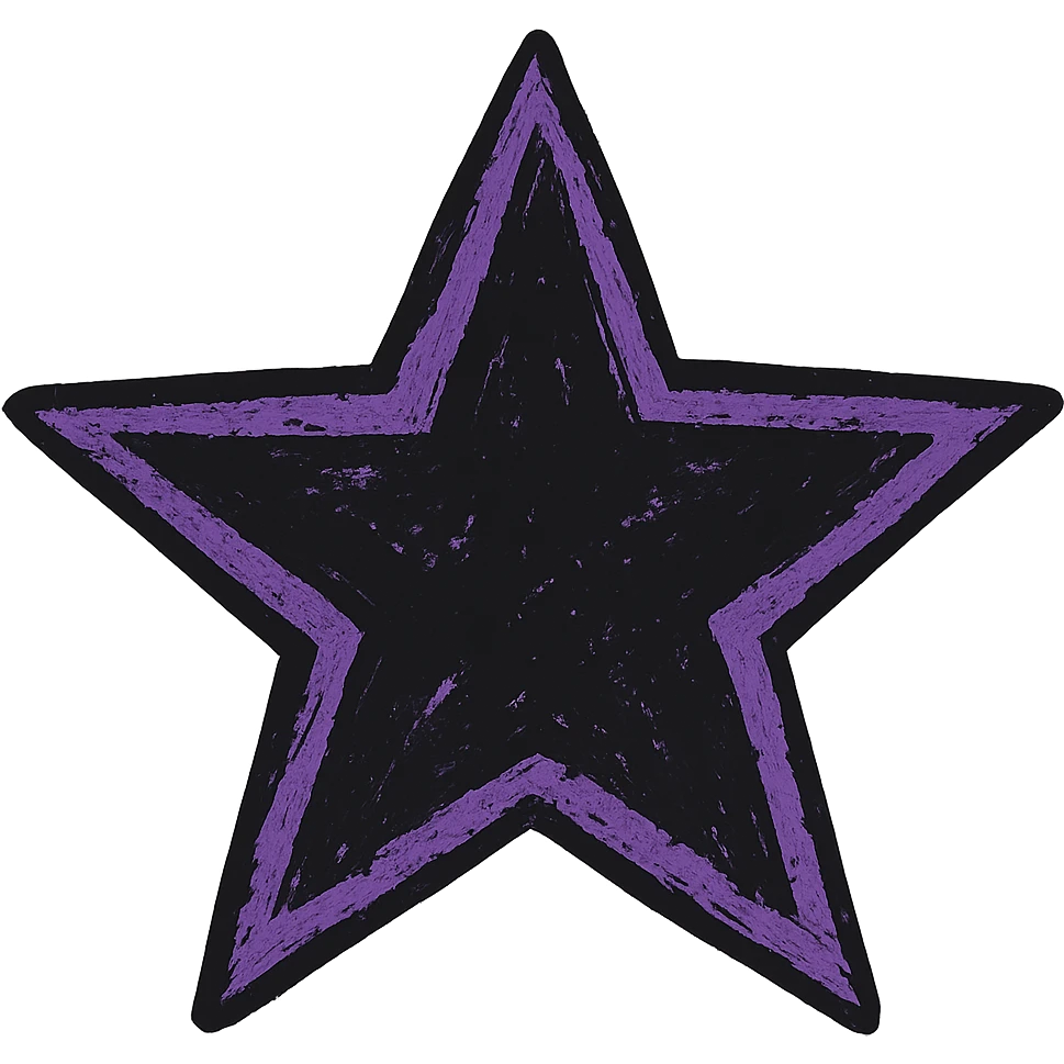 emo style black and purple star, no background emoji