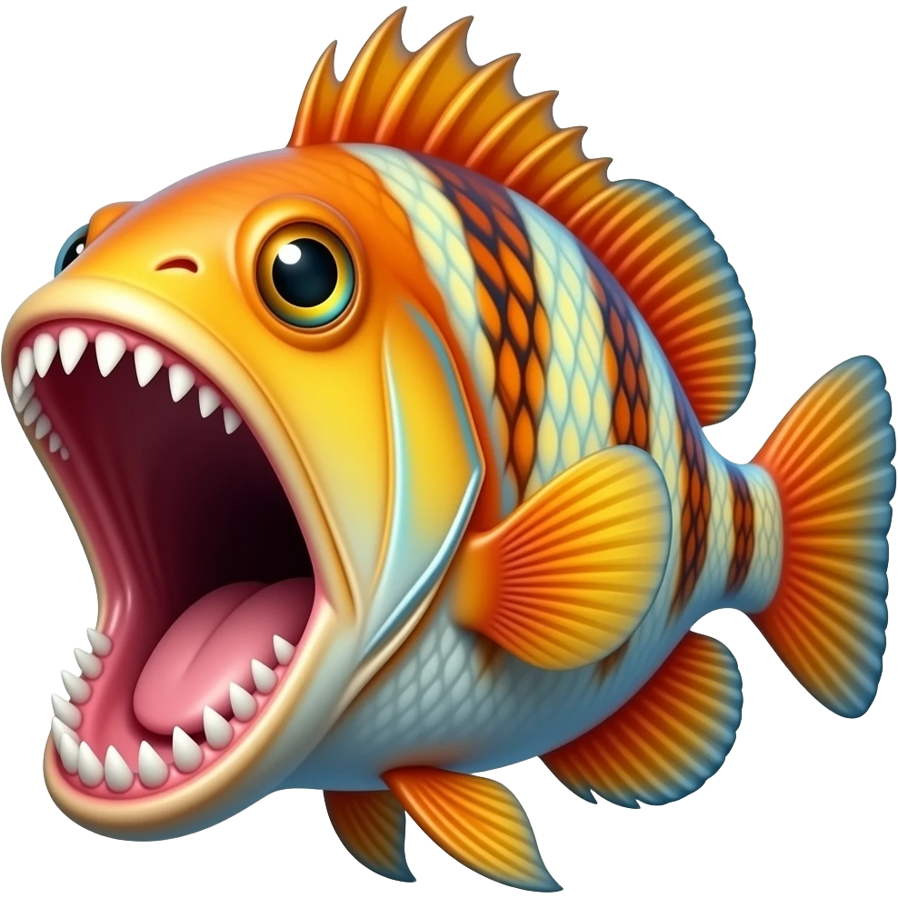Fish with big mouth and lots of little teeth emoji