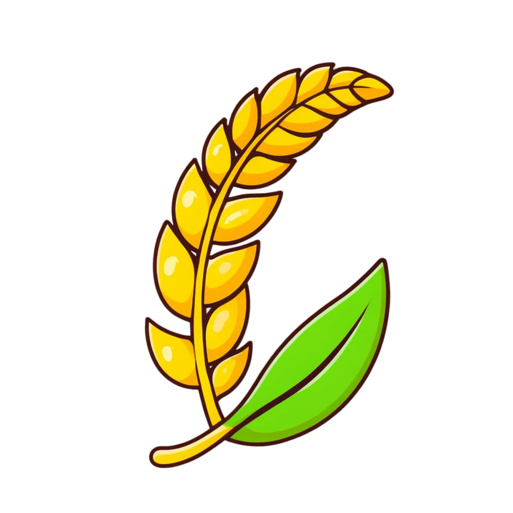 Golden wheat ear floating among green leaves and bright particles, spinning around an ethereal digestive system with soft light texture, while subtle cleansing waves pass through the air like a purifying spell emoji