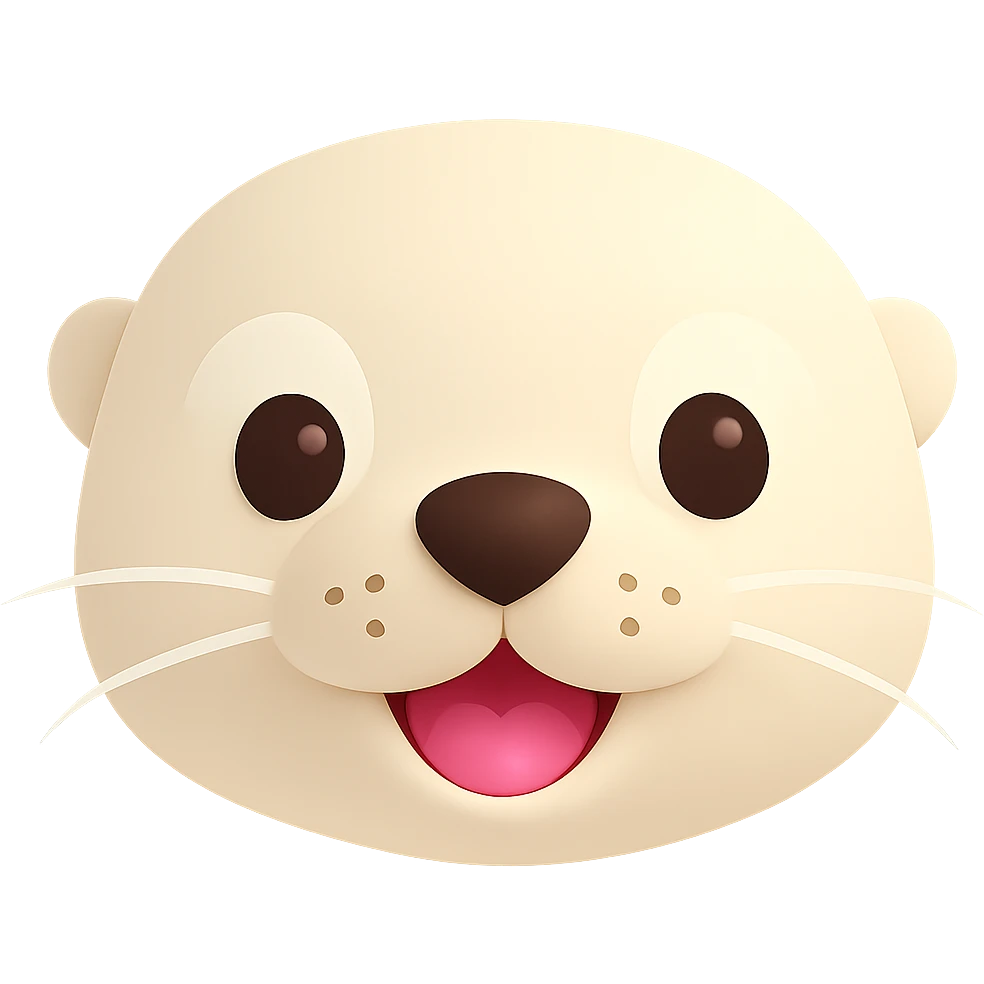 Show only the face of a cream color otter, keep it cute and simple, no background, clean isolated face portrait, minimalistic style. emoji