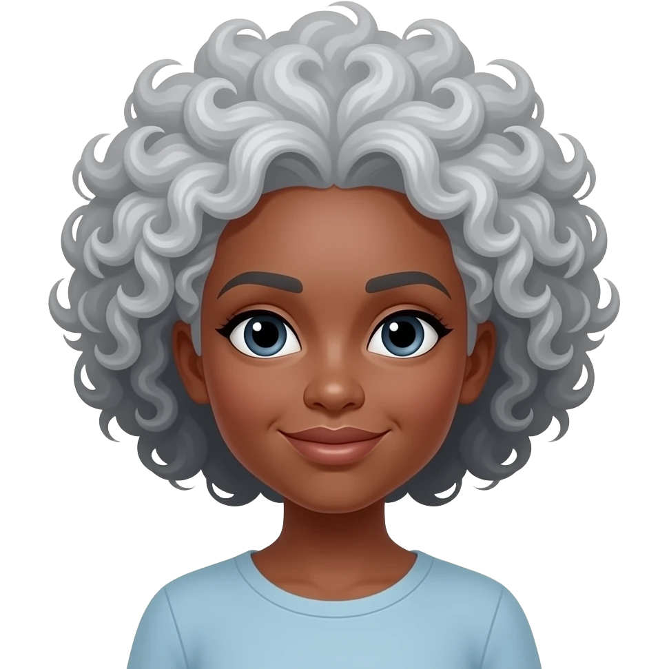 Black WOMAN with salt and pepper Afro emoji