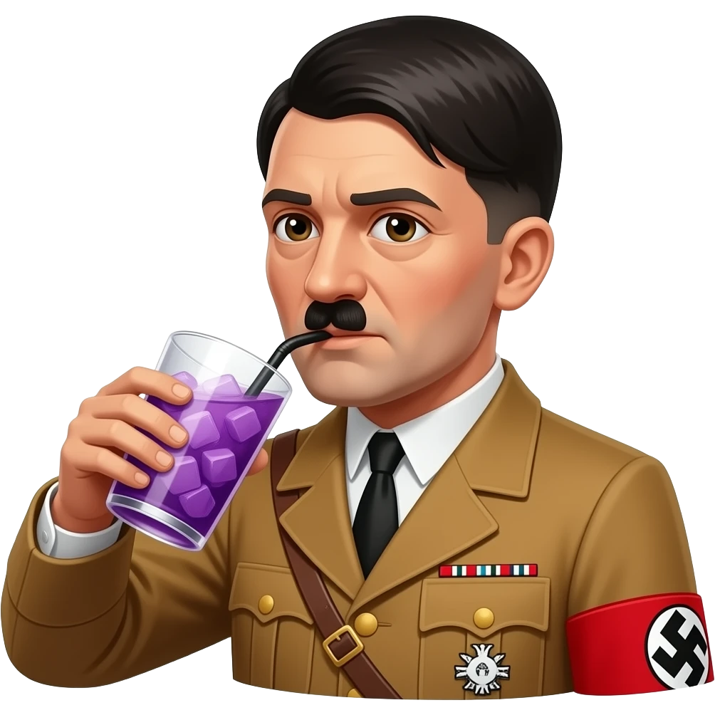 Hitler drinking purple drink with ice emoji