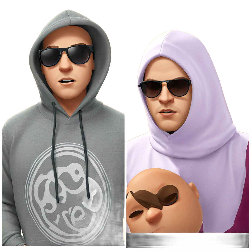 hooded boys with sunglasses emoji