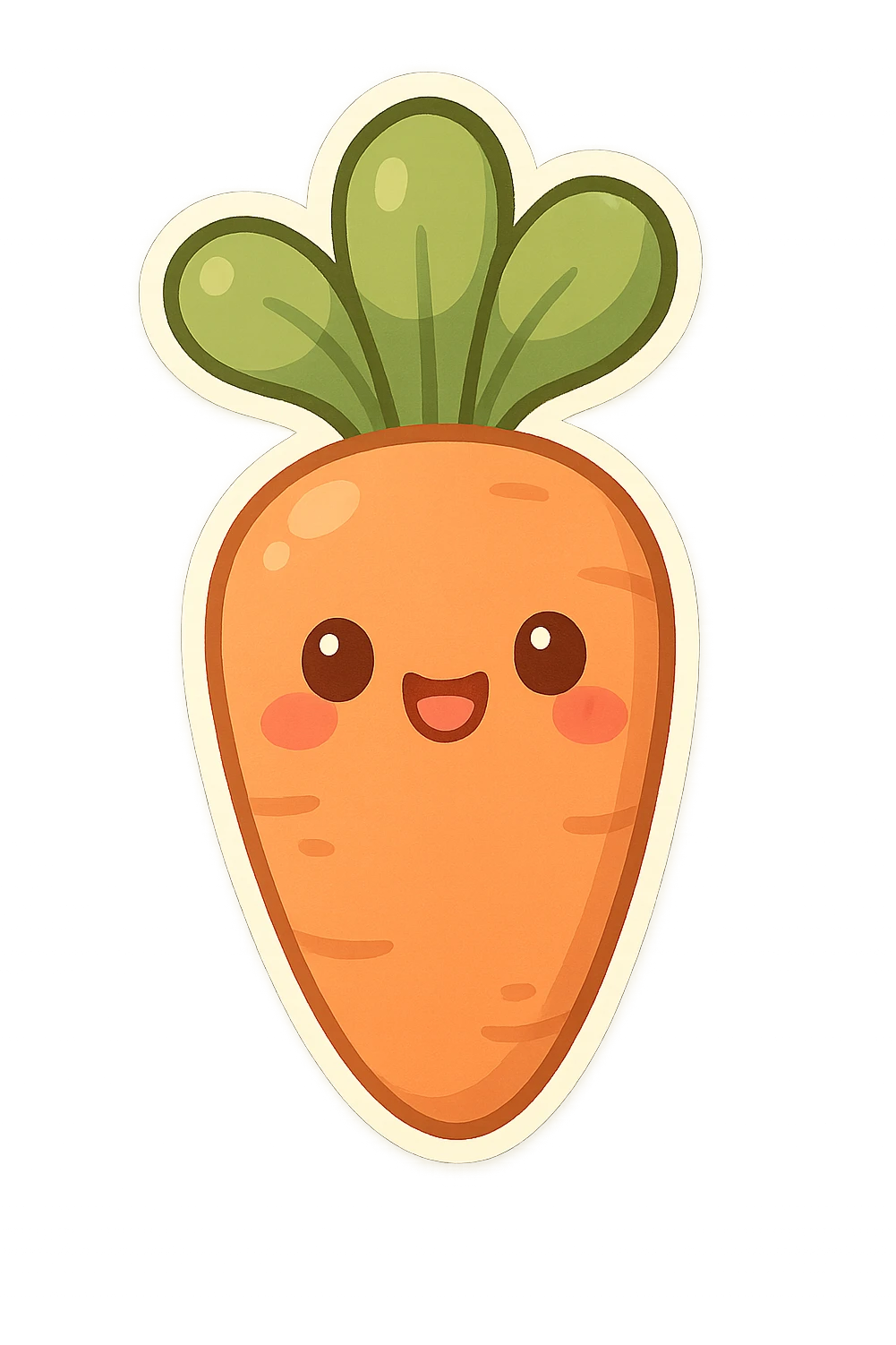 chibi sticker-style carrot with a smiling face, cute and exaggerated emoji