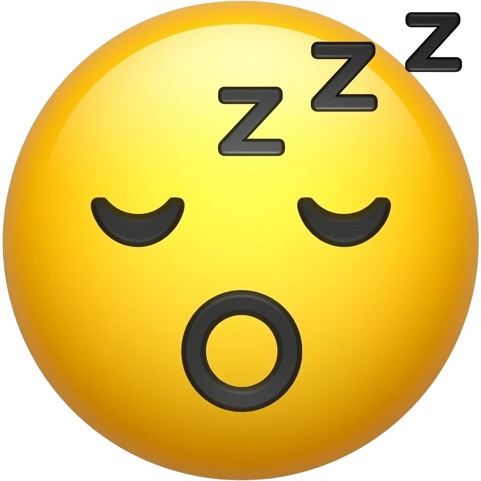 emoji visage jaune, endormie, bouche en O, gros ZZZ emoji