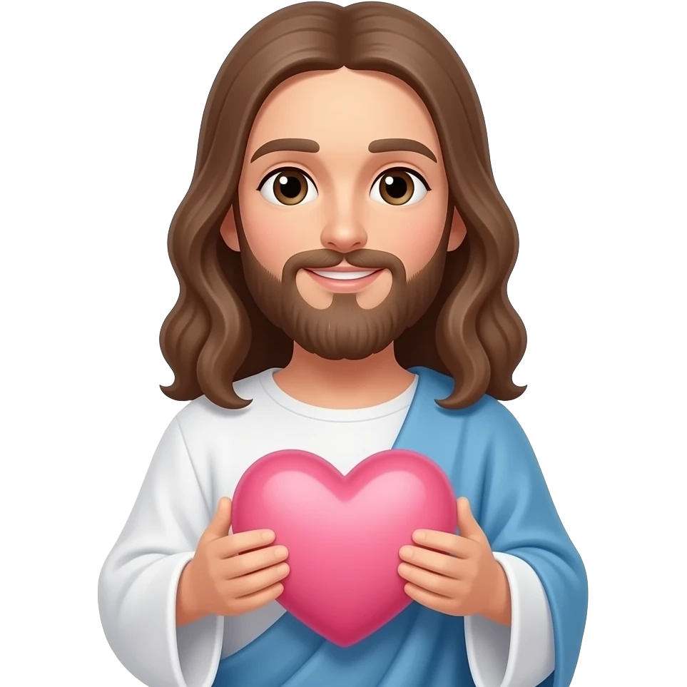 Crie um emoji de Jesus segurando um coração rosa muito claro emoji
