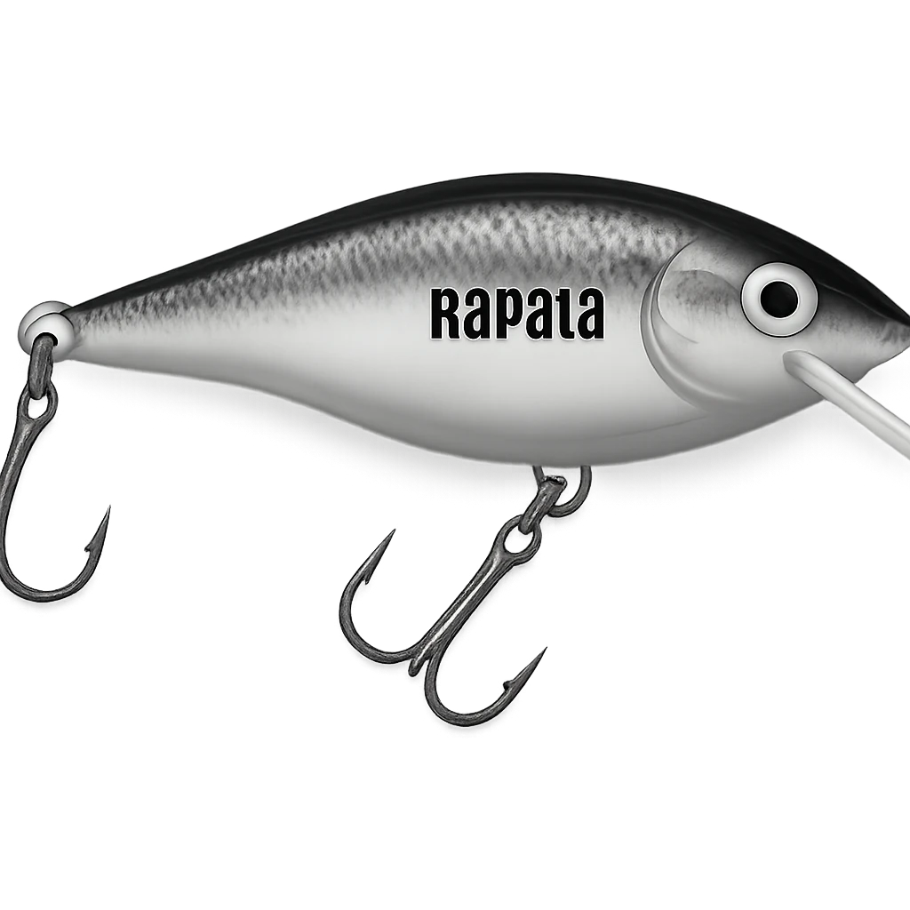 classic silver and black Rapala fishing lure side view emoji