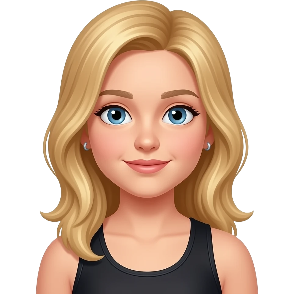 mloda dziewczynka 10 lat w czarnym stroju sportowym blond wlosach i kolczykach emoji