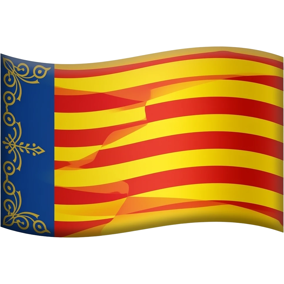 alternating horizontal yellow and red stripes (starting and ending in yellow), vertical blue stripe on the left, golden decorative patterns on the blue stripe flag emoji