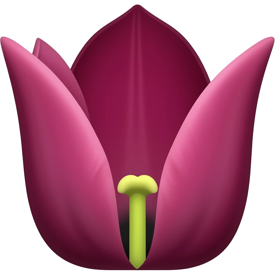 Create a maroon tulip flower which shows the petal sprouted out emoji