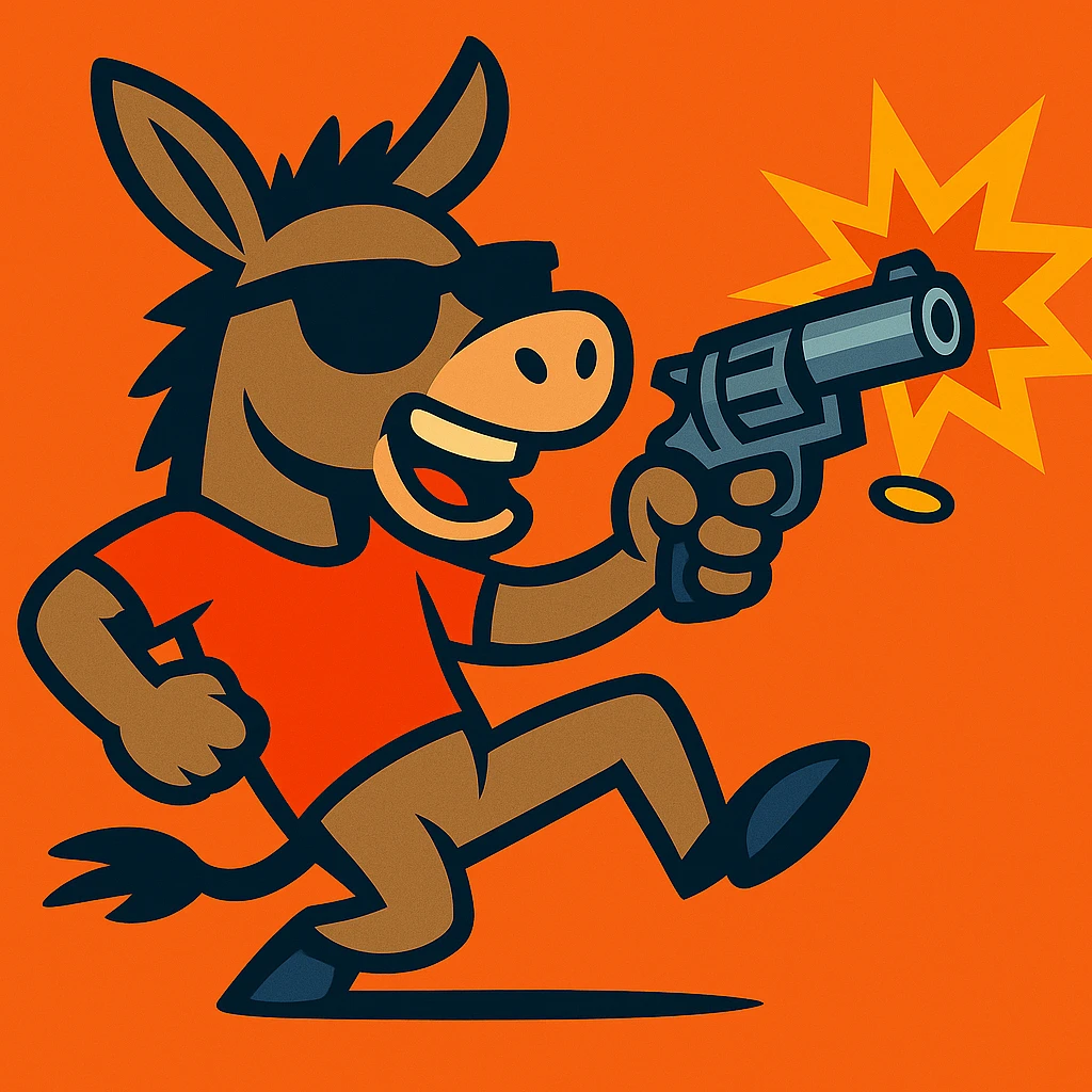 Add cool black sunglasses to the donkey, keep vibrant cartoon style. emoji