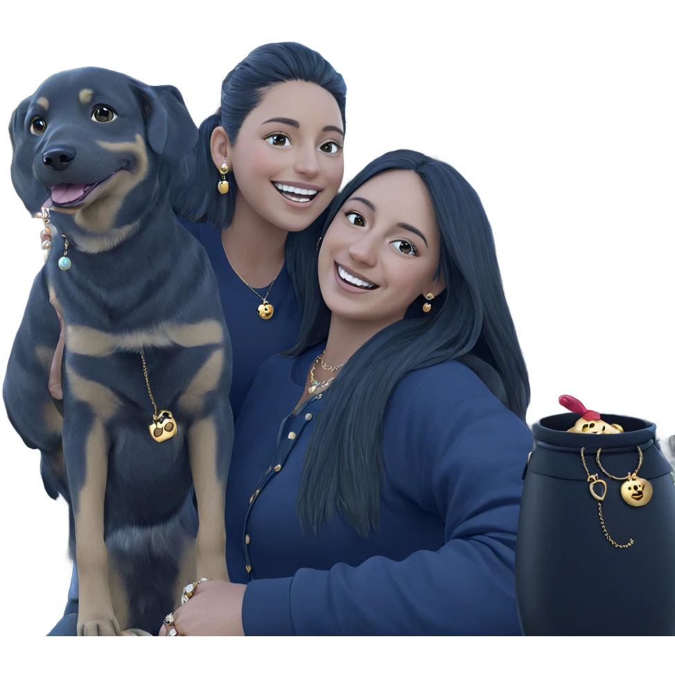 happy moment with jewelry and dog emoji